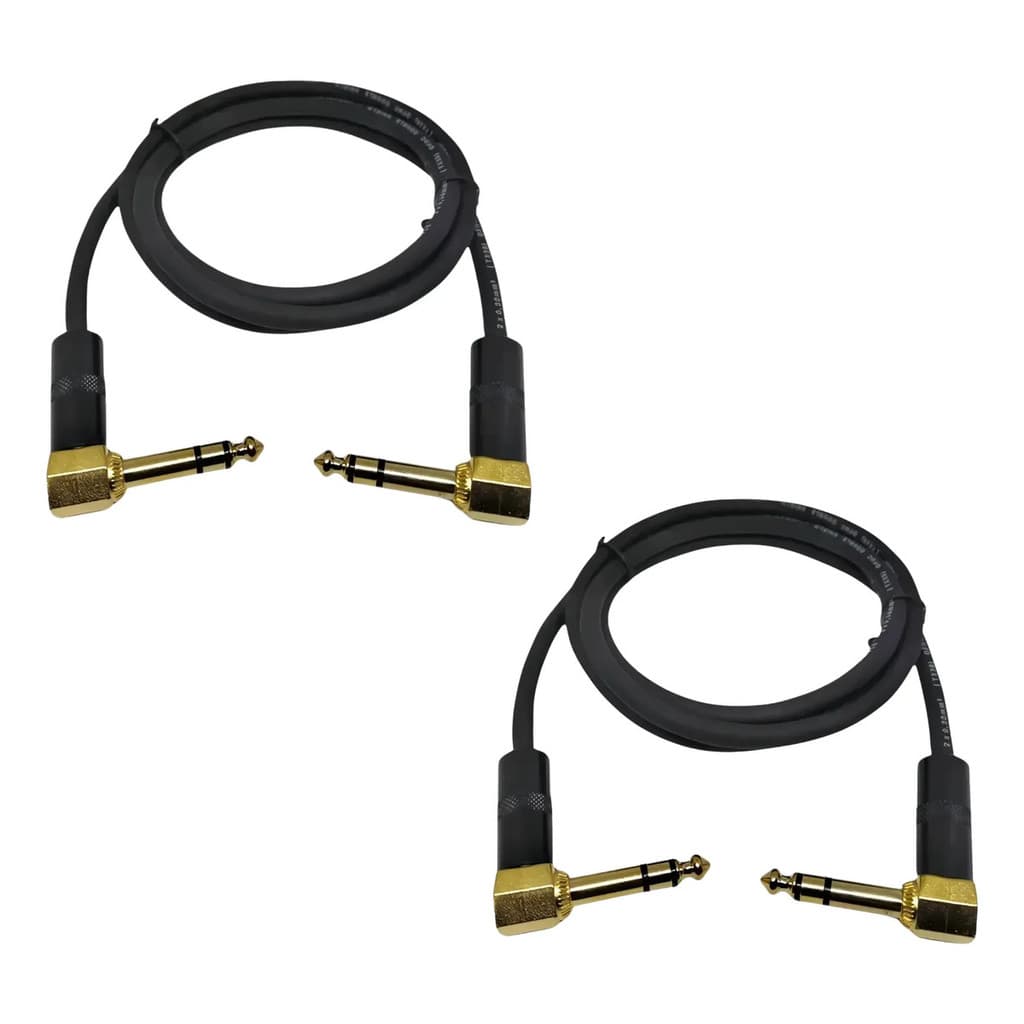 Kit 2 Cabos P10 Estéreo X P10 Estéreo 1,5m 90o Graus
