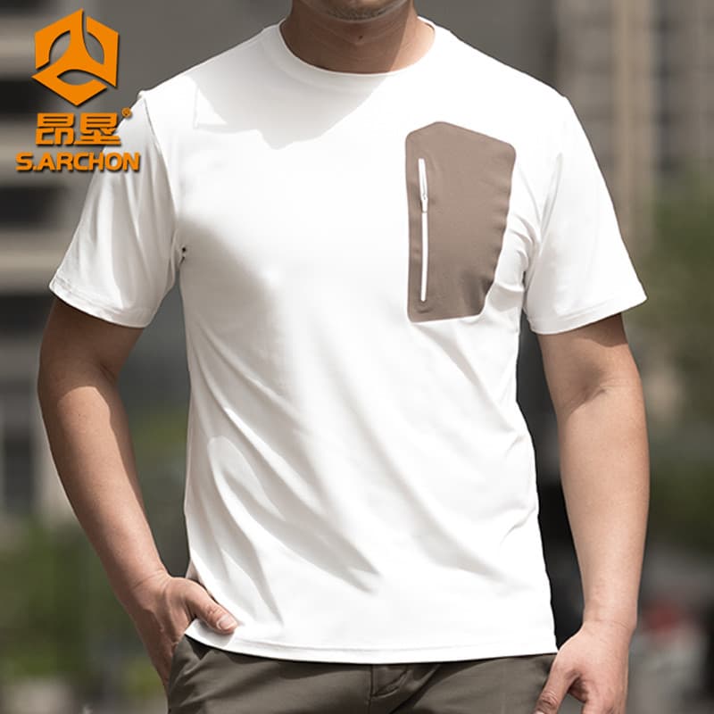 An Ken verão novo ao ar livre tático de secagem rápida camiseta leve respirável estiramento laminado em torno do pescoço