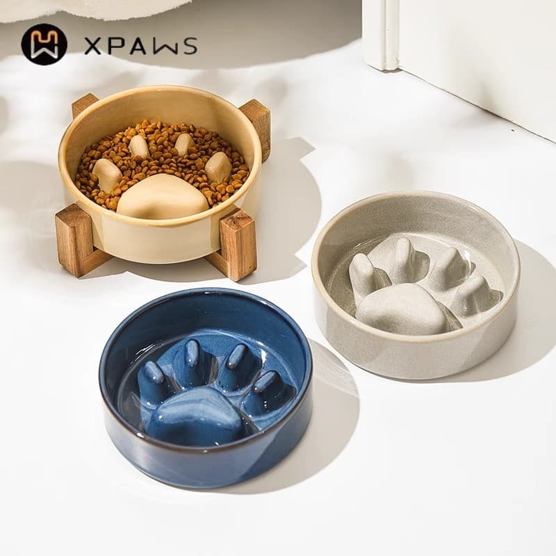 XPAWS tigela de comida lenta para animais de estimação, tigela anti-estrangulamento para gatos, tigela de cerâmica antid