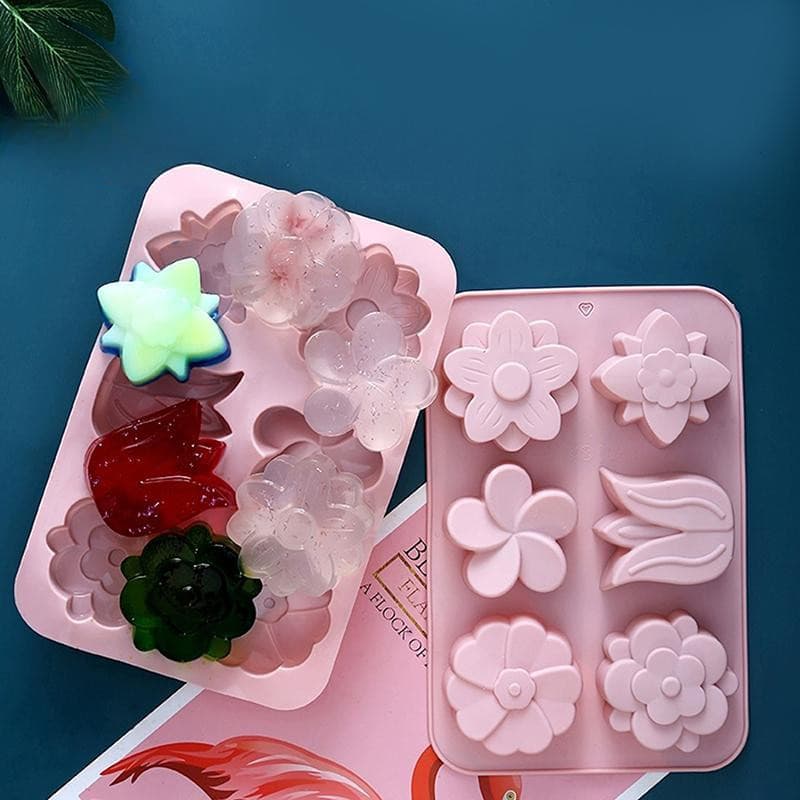[InterfunB] Molde de Silicone em Forma de Flor com 6 Cavidades, Ideal para Fabricação de Sabonetes e Velas Artesanais CR
