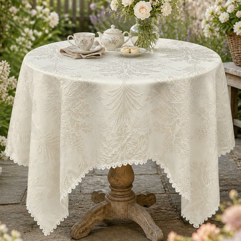 Toalha de mesa Jacquard em relevo francês pano Anti-poeira de mesa de renda