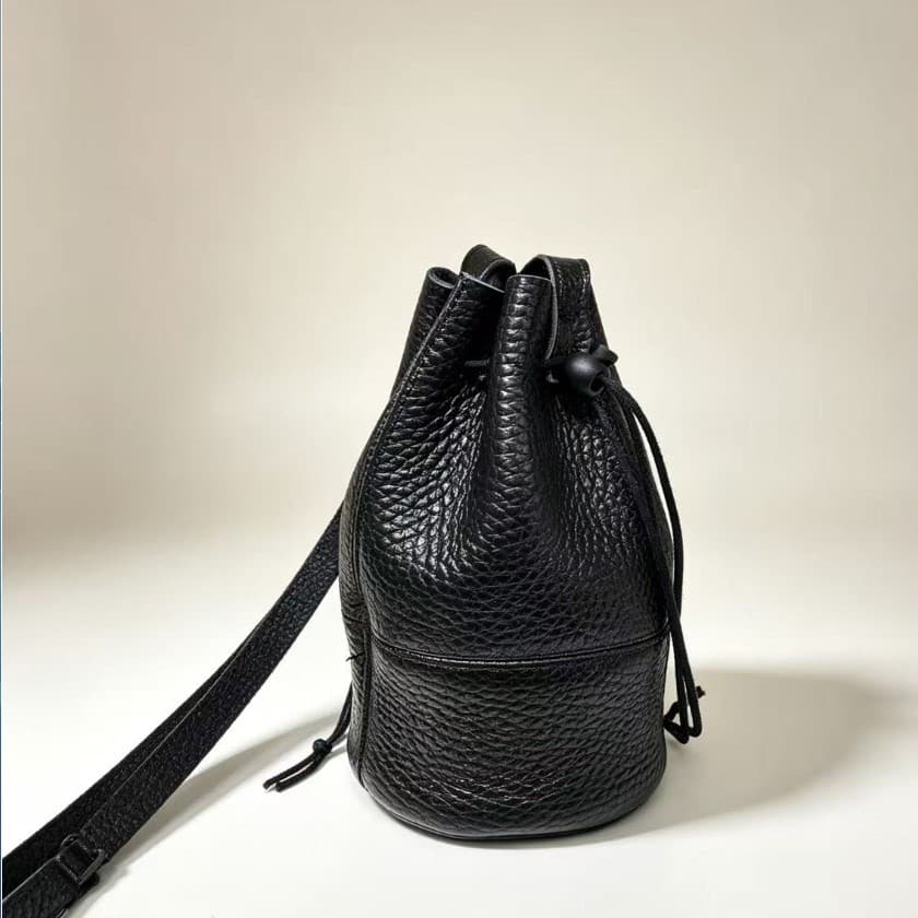 bolsa transversal feminino Bolsa Bolsa balde de couro de primeira camada feminina com cordão bolsa da sorte