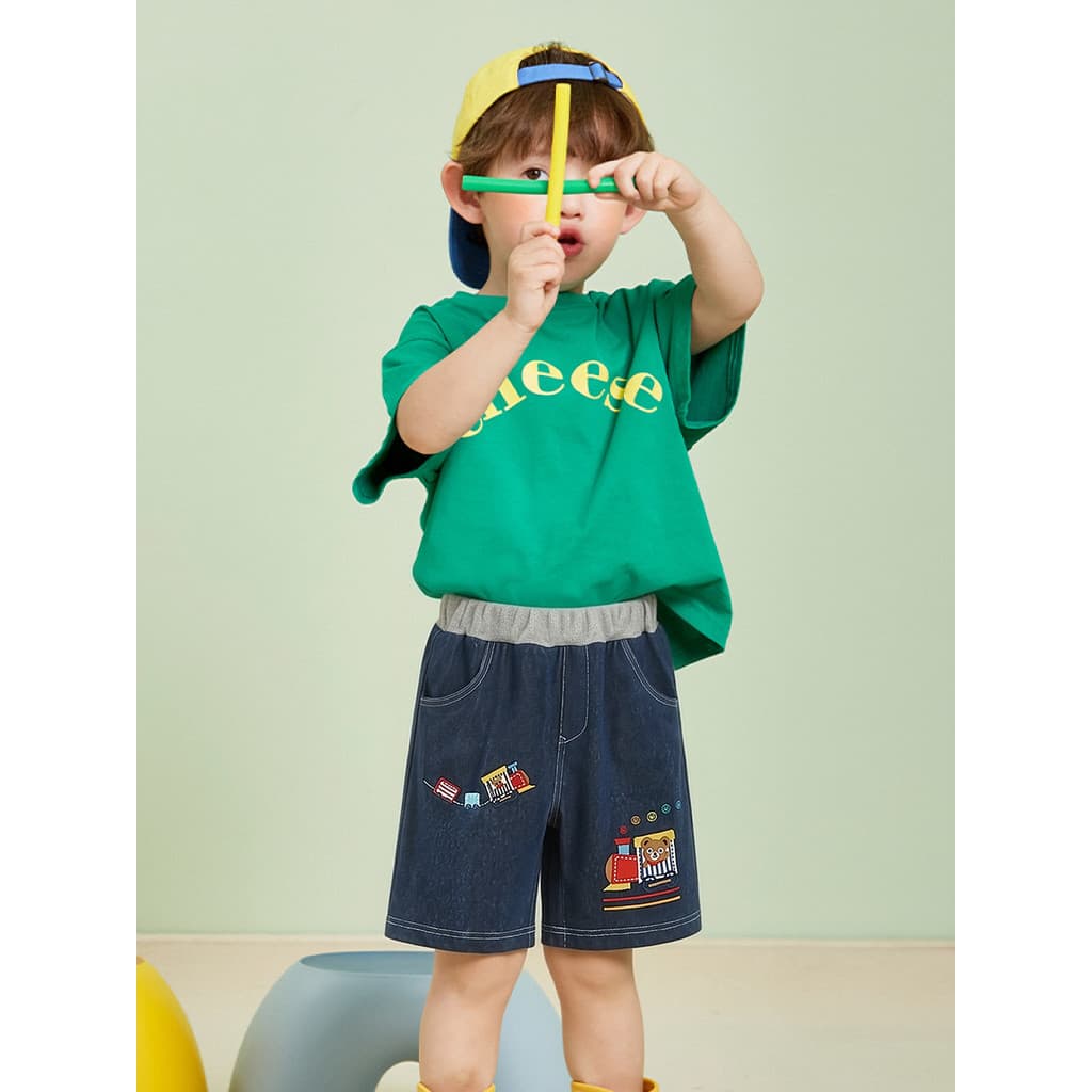 Crianças Shorts meninos meninas Jeans Casual bordado dos desenhos animados solto estilo fino versão coreana calças crian