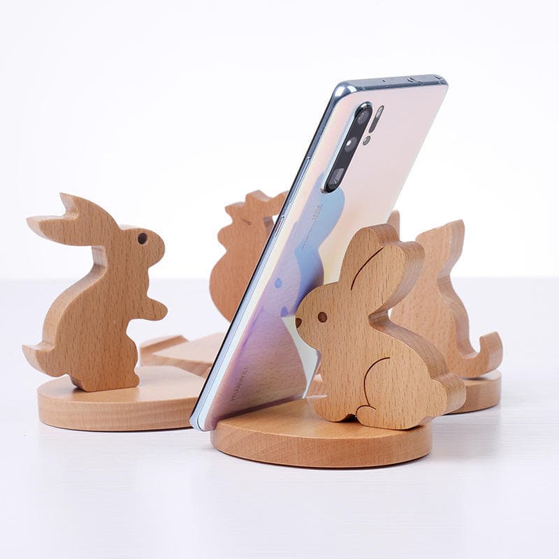 Suporte de madeira sólida para Tablet, suporte de mesa fofo criativo para celular, suporte leve para celular, logotipo g
