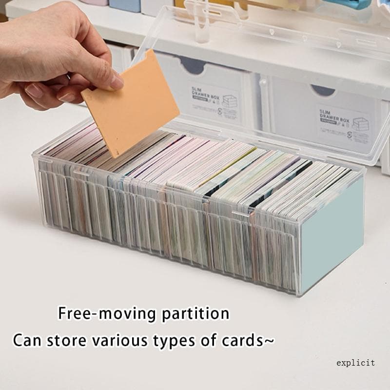Armazenamento Mesa Compacto Exp Para Cartões Visita Flashcards Tampa Divisores Ajustáveis