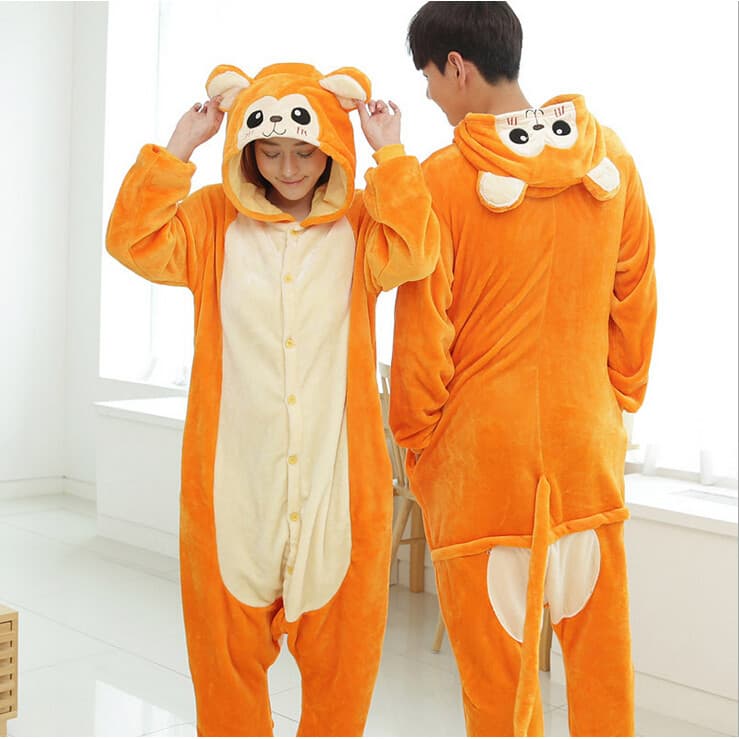 Frete grátis sapatos de garra grátis macaco desenho animado Animal pijama de uma peça homens mulheres casais Ferra banhe