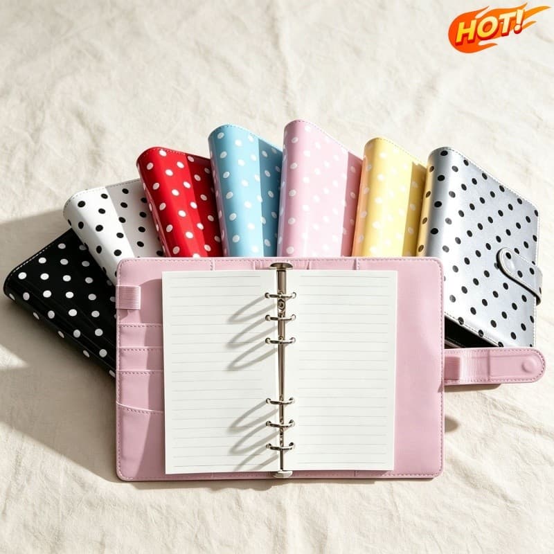 < LK > Estilo Wave Point (Concha) + 45 Folhas De Papel (Botão Com Magnético) Caderno PU De Soltas A6