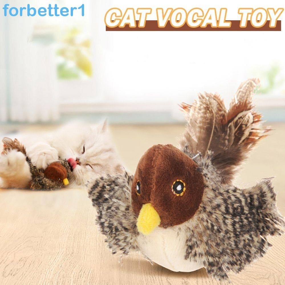 FORBETTER Simulação Pássaro Animal De Estimação Interativo Para Gato Suprimentos Animais Acessórios Brinquedo Som De Pel