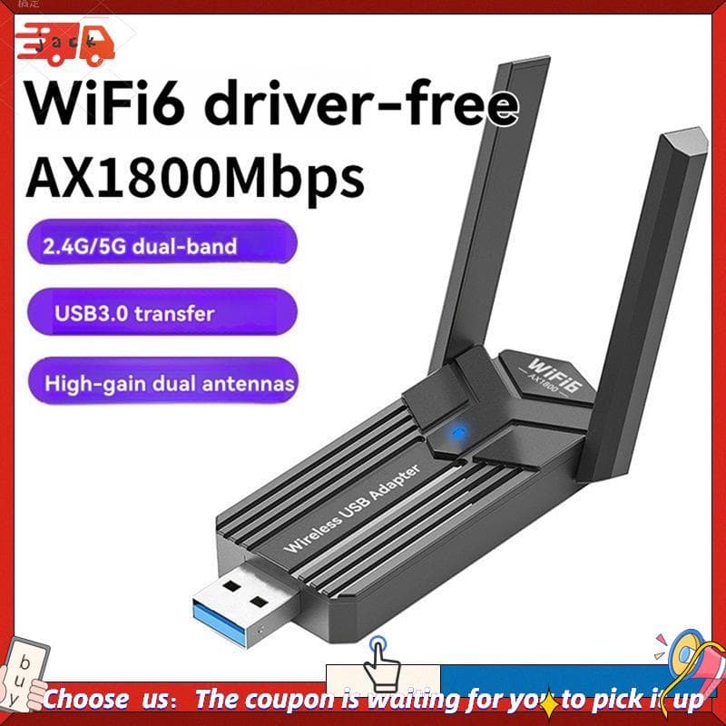 Adaptador Dongle USB3.0 Sem Driver 1800Mbps WiFi 6 USB3.0 2.4G/5G Usb Fio De Rede De Banda Dupla Para 10/11
