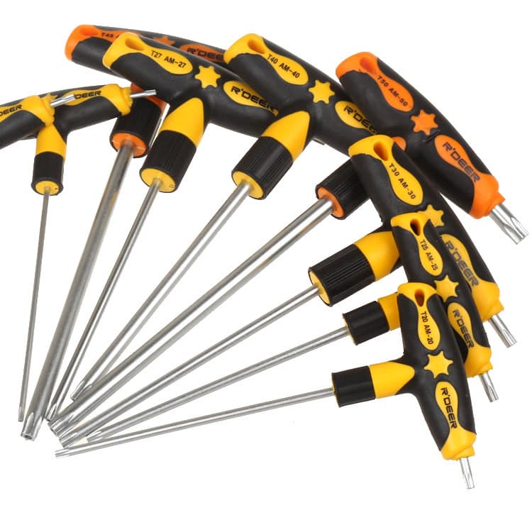 Feilu estrela tipo com furo médio torx Allen T-chave com alça chave de fenda torx em forma de arroz ferramenta de ângulo