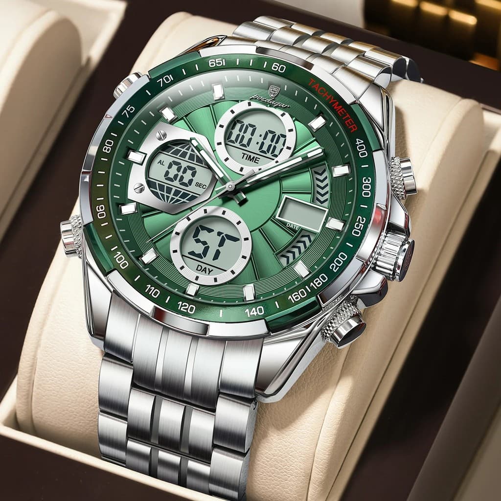 Poedagar E108 Luxo Aço Inoxidável Multifuncional Homens Relógio De Quartzo Calendário De Alarme 30M Luminoso À Prova D'á