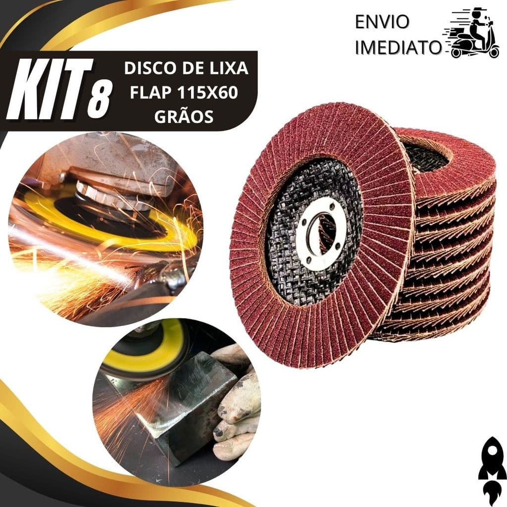 Kit 8/3/2 Disco Flap 60 Grãos Para Esmerilhadeira Disco de Lixa Abrasivo para Metal Aço e Madeira