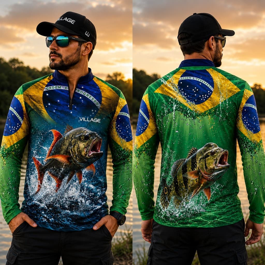Camisetas Maculina De Pesca Proteção Solar Fator Uv Camisa Personalizada