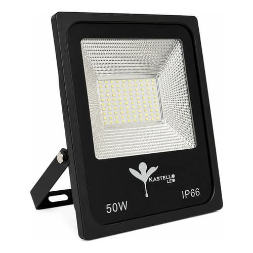 Refletor Led Externo Grande Branco Frio Bivolt Microled Ip66 127/220v 50 Wats Branco-frio