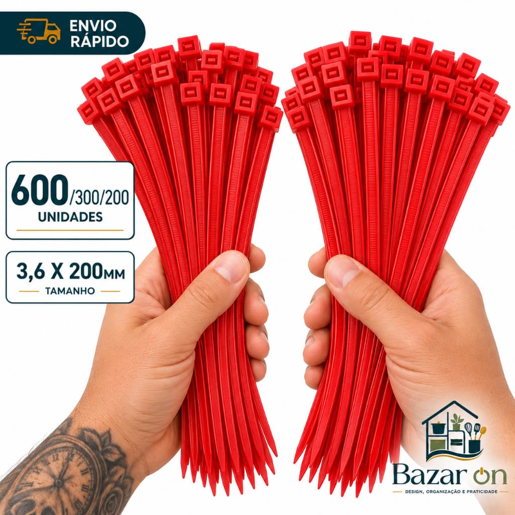 Kit 600/300/200 Enforca Gato De Nylon Abraçadeira De Plástico Organizador de Fios 3,5x200mm Lacre