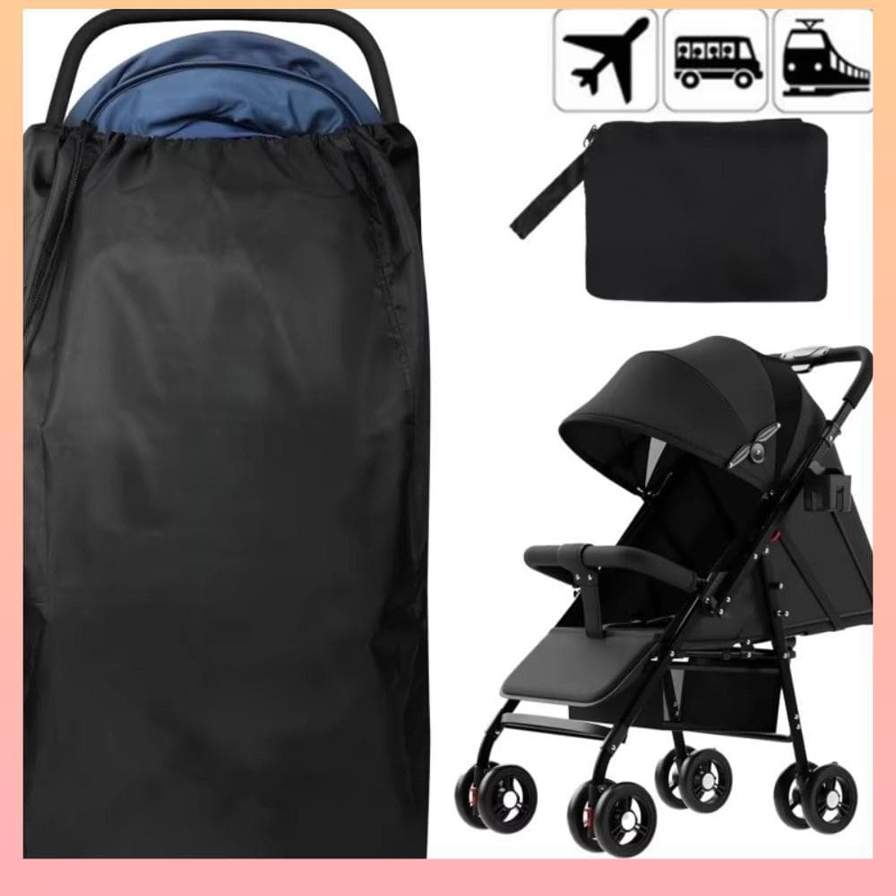 Capa Para Carrinho De Bebê Walker , Bolsa Versátil De Armazenamento De Viagem Preta À Prova De Poeira Verificaç
