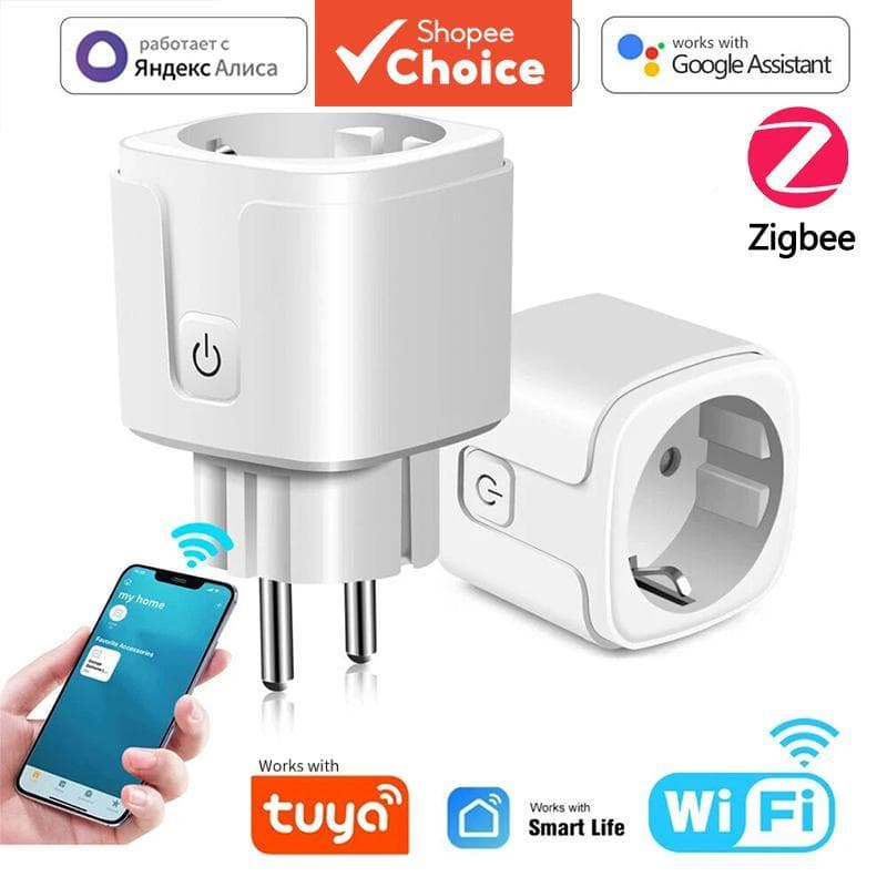 SAIMILI PARA TUYA Plugue Inteligente WiFi ou Tomada Zigbee3.0 UE 16/20A com Monitor de Energia, Função de Temporizador,