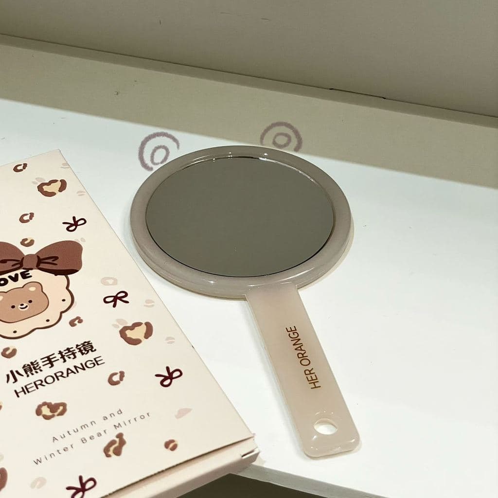 Pequeno urso espelho portátil espelho de maquiagem bonito menina coração conveniente criativo espelho de maquiagem HD be
