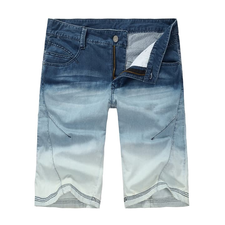 Corte etiqueta calças de brim finas masculinas calças retas Shorts Jeans masculinos verão calças cortadas Casual Mid-Le