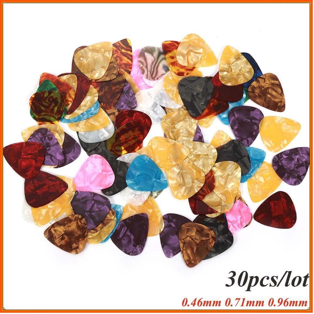 30pcs 0,46mm 0,71mm 0,96mm Palhetas De Guitarra Celluloid Acústico Colorido Fashion