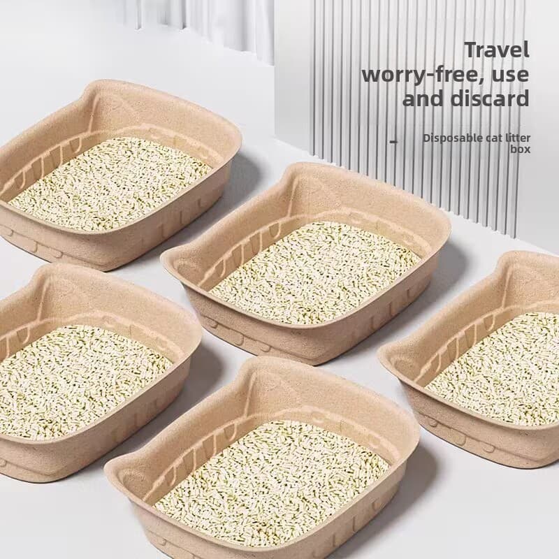 Caixa de Areia Descartável para Gatos, Caixa de Areia de Papel Biodegradável para Viagens, Caixa de Areia Portátil à Pro