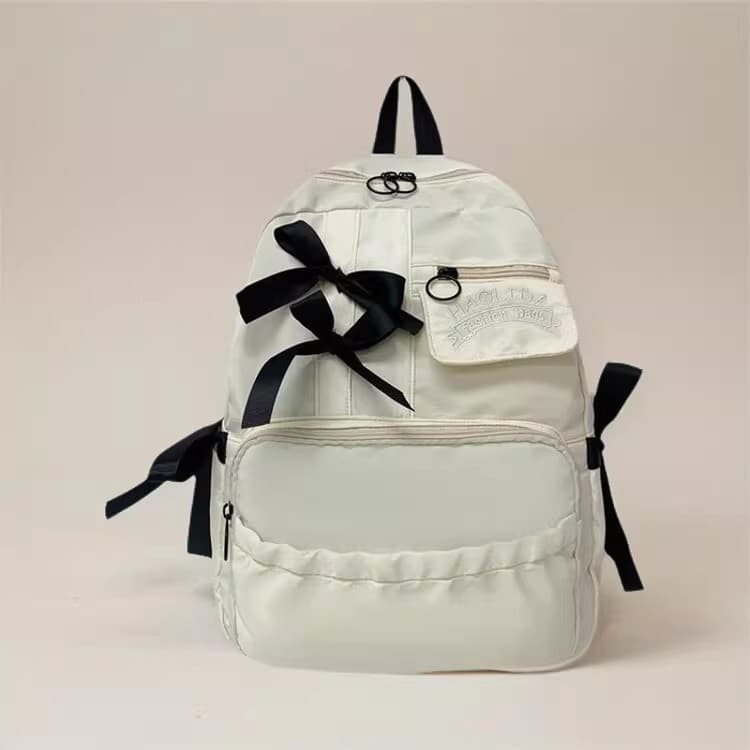 2026 estilos estilo Preppy de alto valor bonito contraste cor Bowknot plissado único macio menina estudante mochila femi