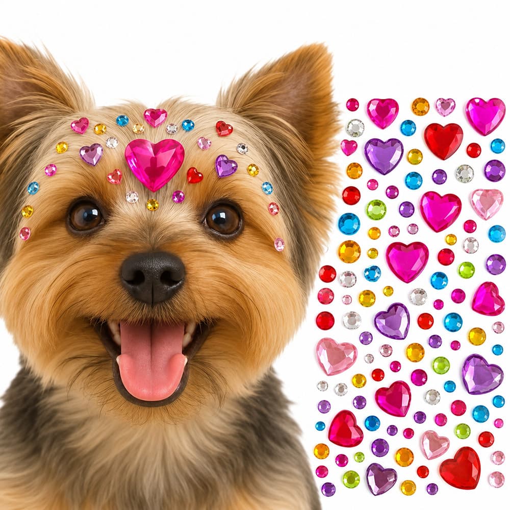 Kit Adesivo Pet 3D I 308 ou 504 Peças I Colorido Banho e Tosa Cachorro Laço Elástico Sticker Bindi Petshop Cães Gato