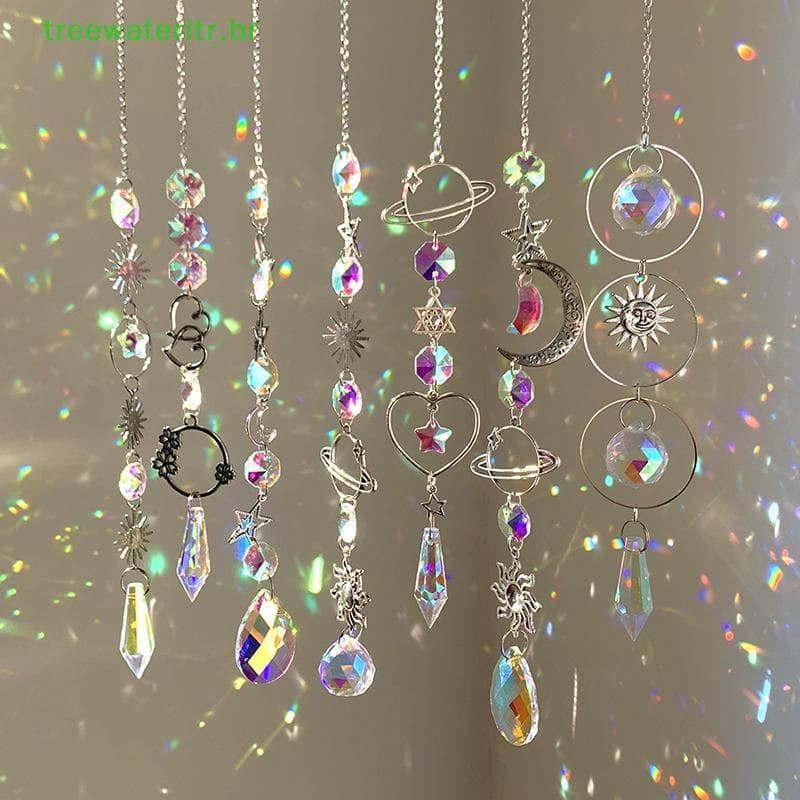 treewateritr Pingente De Cristal Suncatcher Sinos De Vento Arco-Íris Prisma Corrente Para Decoração De Janela De Jardim