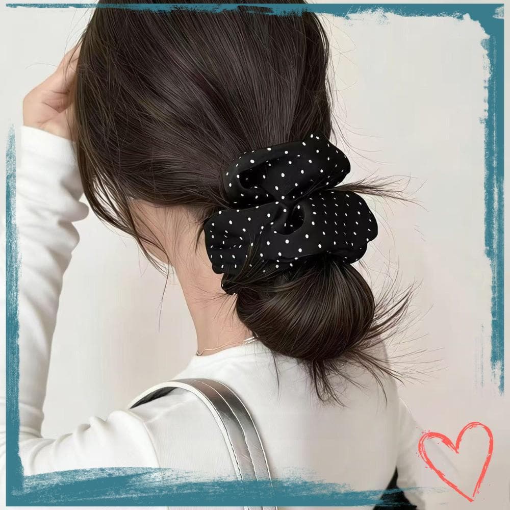 Elásticos De Cabelo , 1 Peça De Laços De Simulação De Seda De Bolinhas , Laço Elástico Elegante Para Mulheres