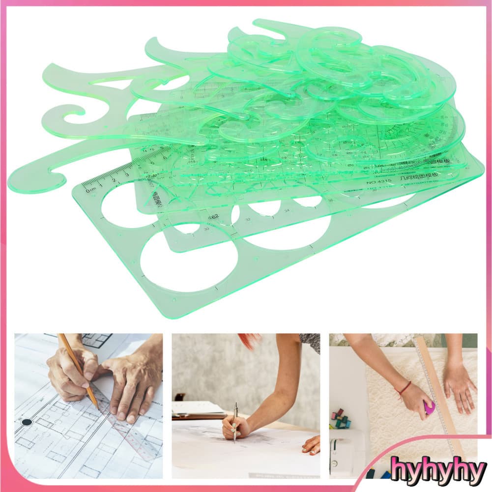 Hyhyhy Alinory1 ferramenta de modelo de desenho, modelos de desenhos geométricos, régua transparente de plástico para