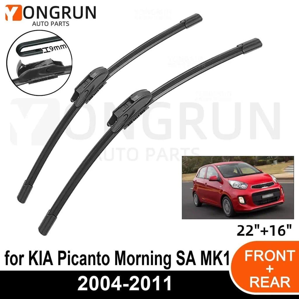 Limpadores De Para-Brisa Dianteiro Do Carro KIA Picanto Manhã SA MK1 2004-2011 Lâmina De Limpador De Borracha 22 " + 16