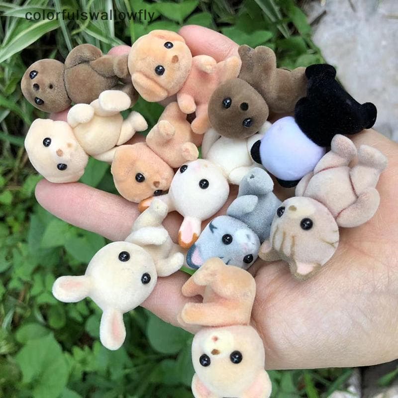 CSF Floresta Família Animal Figura Coelho Urso Cão Panda Floed Shaggy Estatueta Macaco Modelo Brinquedo Para Criança