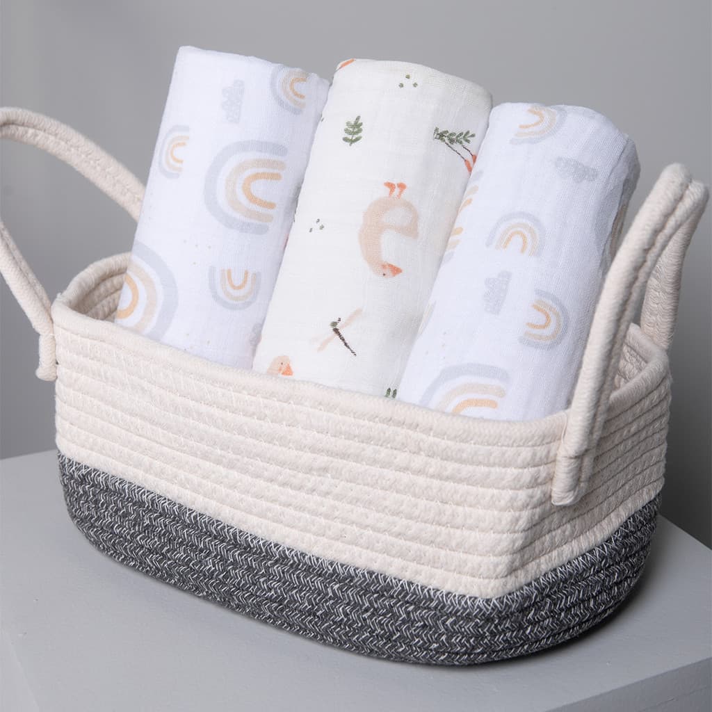 Cueiro Swaddle Bebê Papi Soft 100% Algodão 80Cm X 80Cm C/3 Unidades Passeio dos Patinhos