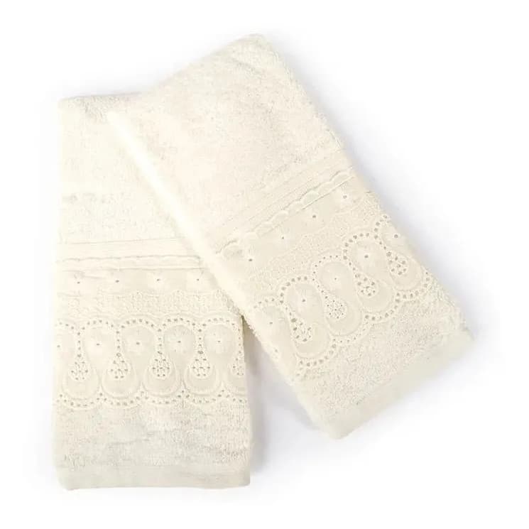 2x Kit Toalha Lavabo Mão Rosto Bordada 2pçs