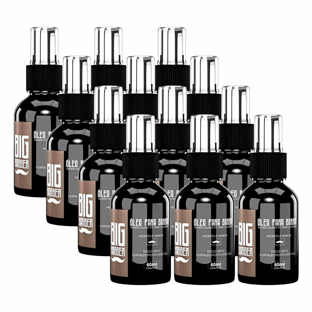 Kit 12x Óleo Para Barba Hidratante 60ml Big Barber