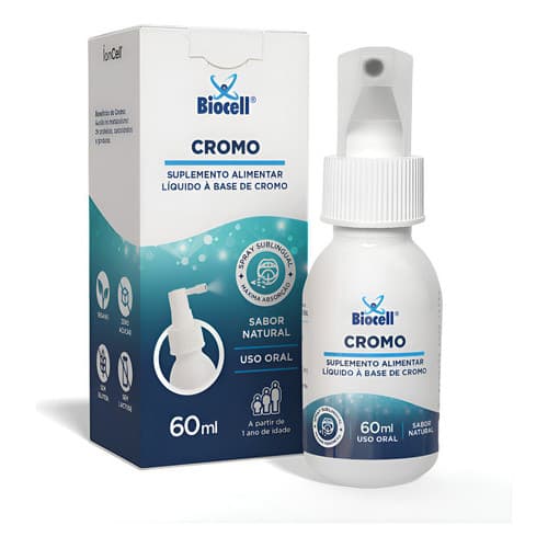 Cromo Suplemento Alimentar Ionizado Spray 60ml Biocell Sabor Natural