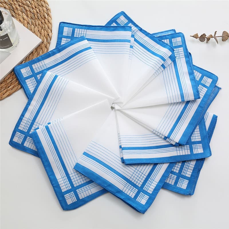 3/6 Pçs 35x35cm Masculino Poliéster Azul Xadrez Impresso Lenço Branco Vintage Retro Fino Absorvente Suor Toalhas De Limp
