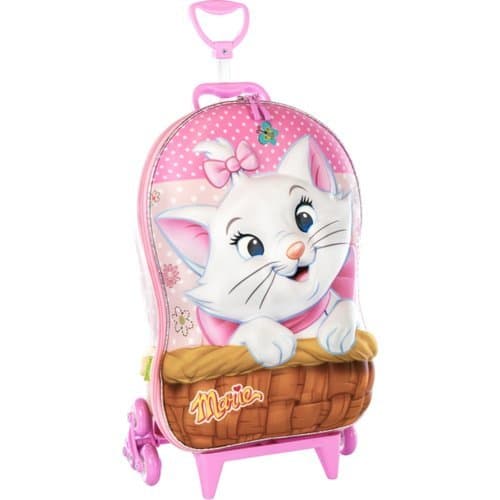 Mala Infantil Rodinha Gatinha Marie 3D Rosa Malinha Bolsa Mochila Viagem Duravel Modelo Fofinho