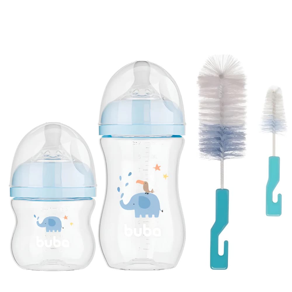 KIT C/  ESCOVA P MAMADEIRA E 2 MAMADEIRAS AZUL - BUBA