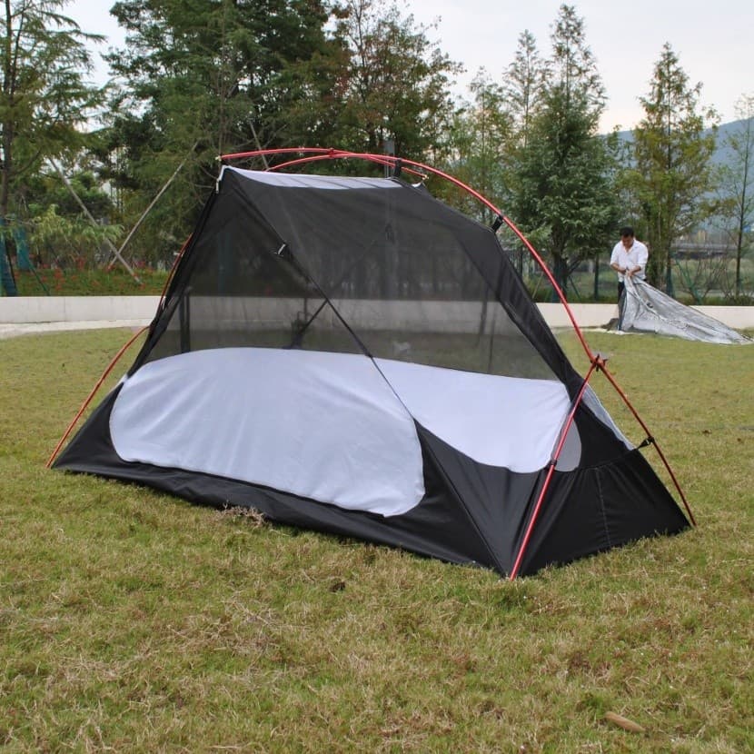 Barraca de acampamento única com protetor solar à prova de chuva, barraca única ultraleve, barraca de mochileiro, barrac