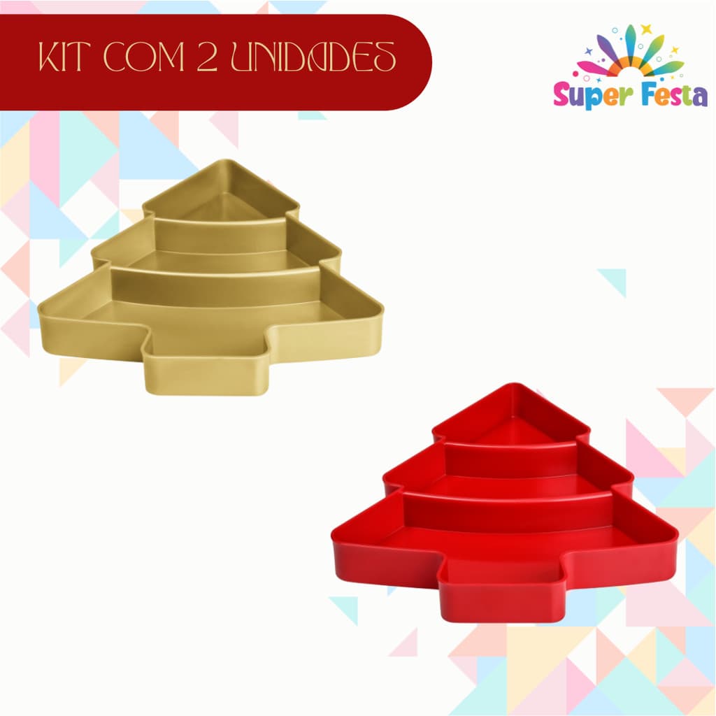 Kit 2 Unidades Bandeja Petisqueira Natal - Árvore de Natal Diversas Cores