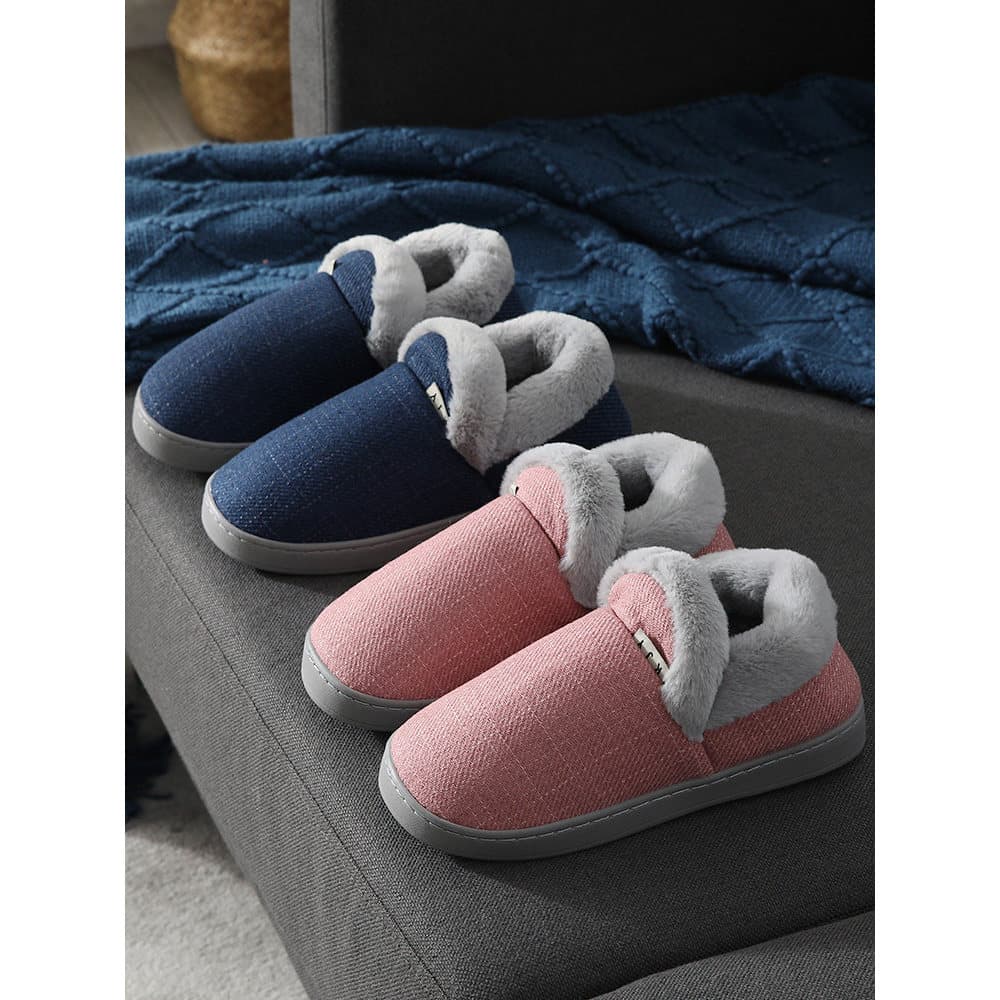 Saco de salto chinelos de algodão feminino bonito inverno uso doméstico interior casal par quente pelúcia sapatos de alg