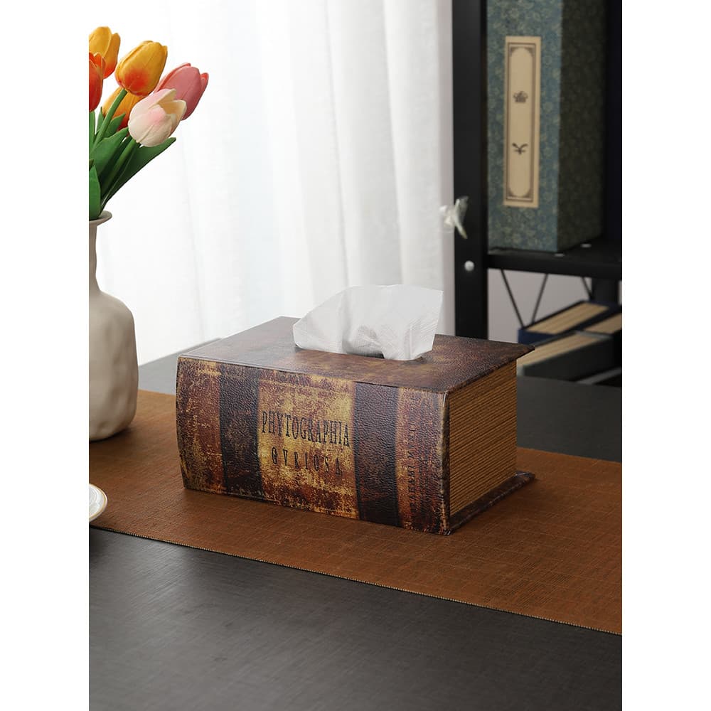 Caixa de tecido de mesa sala de estar high-End luz luxo criativo caixa de papel doméstico Retro em forma de livro caixa