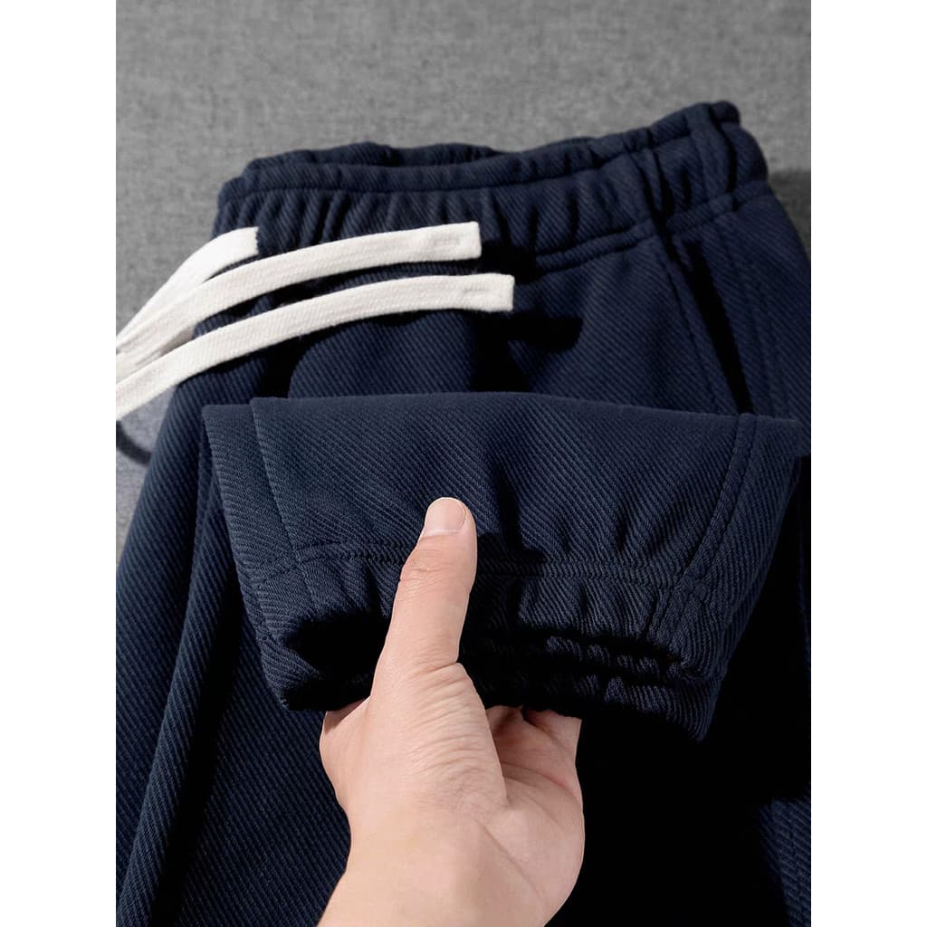 Estilo Retro Americano!Azul marinho texturizado Leggings Sweatpants masculino All-Match solto Drape calças casuais femin