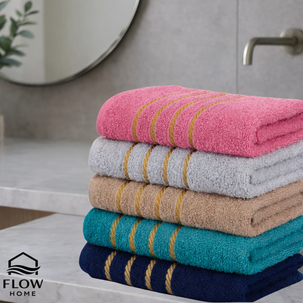 Kit 5 Toalhas de Banho 100% Algodão Macias Alta Absorção Premium - Flow Banho