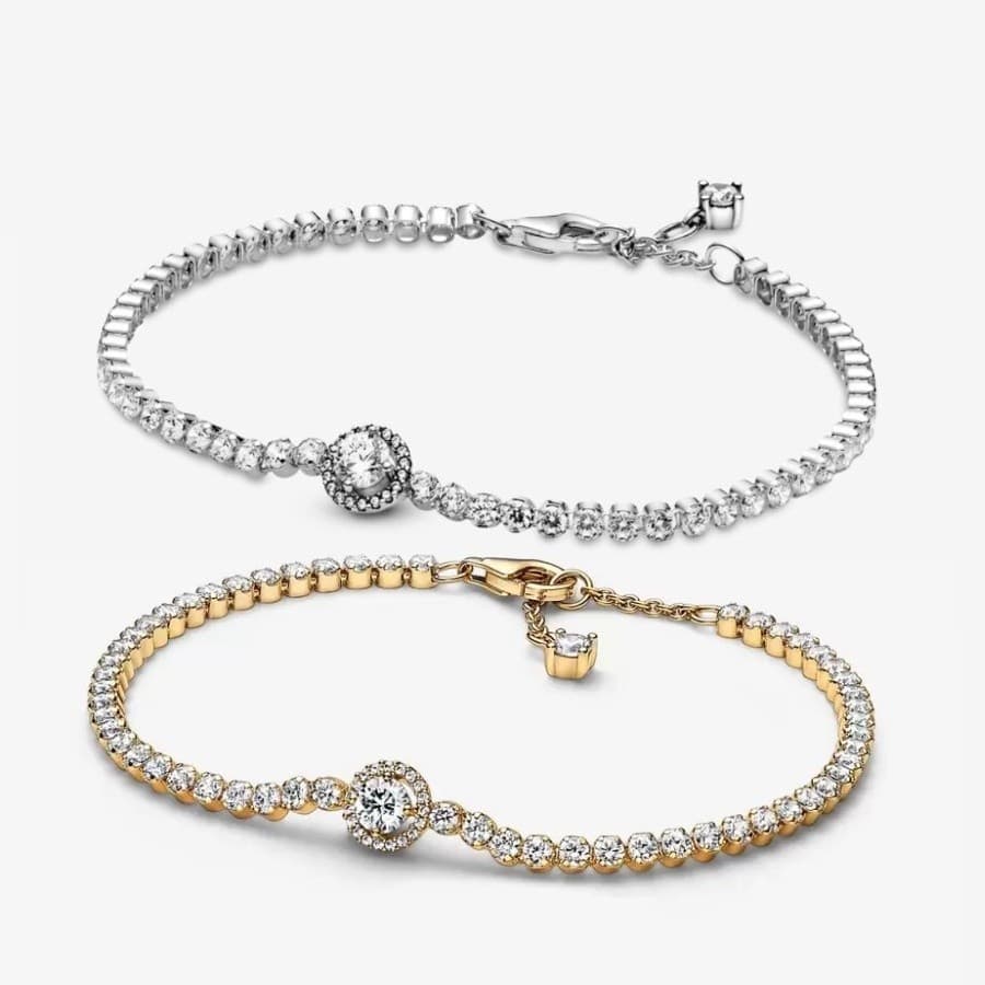 Pulseira Sparkling Halo Tennis De Zircão Em Prata 925