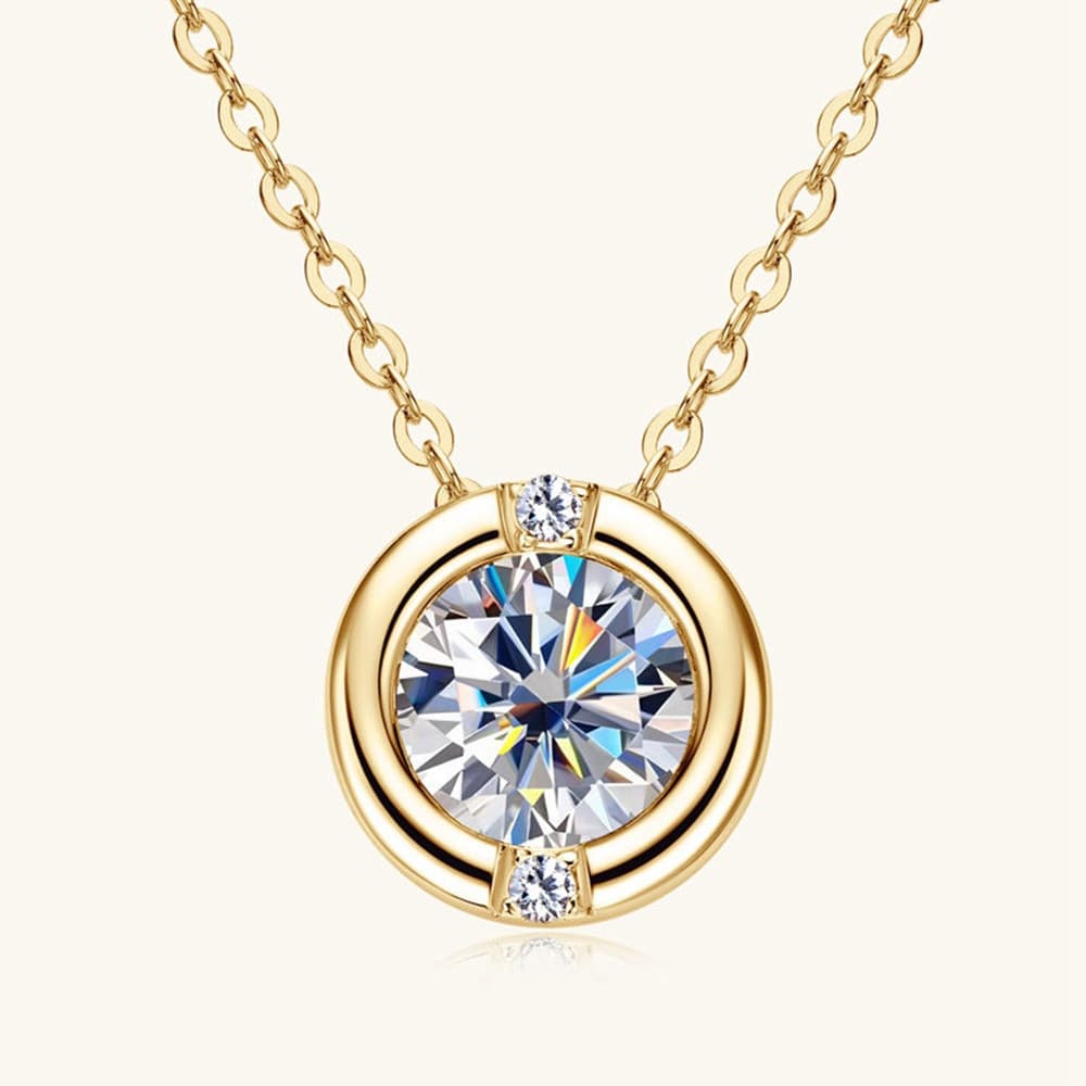 Colar de Prata Esterlina S925 com Moissanite de 1 Quilate, Equipado com Testador de Diamantes, Certificado Traz GRA, Joi