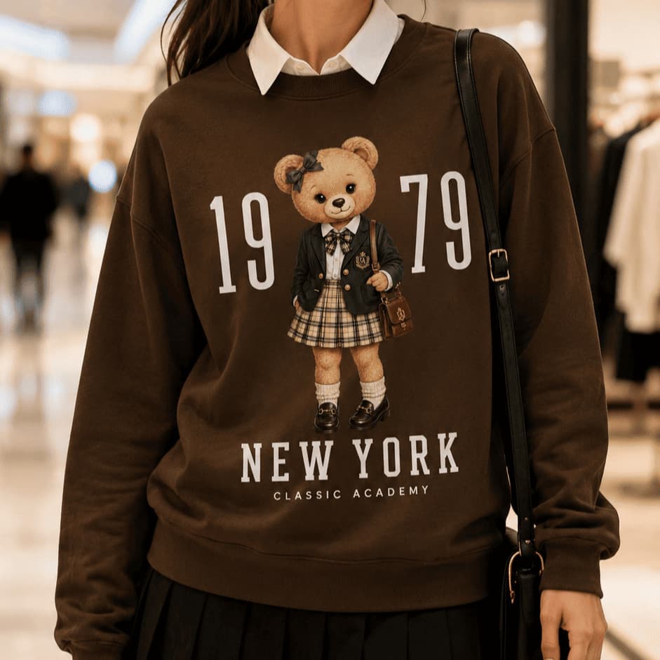 Moletom Urso Feminino Estampado Urso Vintage 1979 Urso