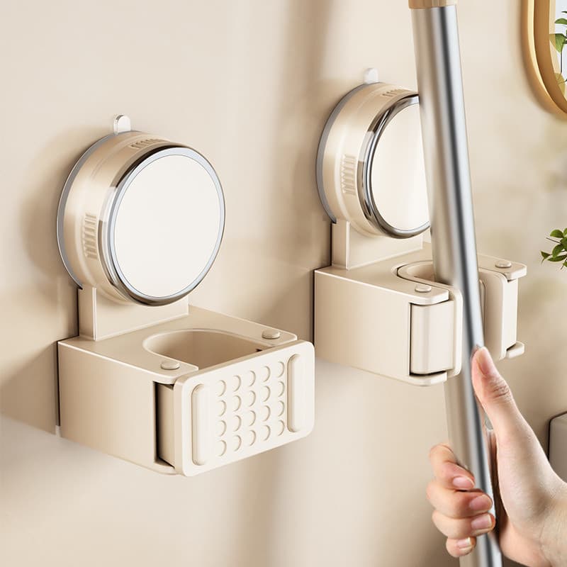 Ventosa sem perfuração mop rack de parede não-marcação mop clipe banheiro atrás da porta vassoura gancho rack de armazen