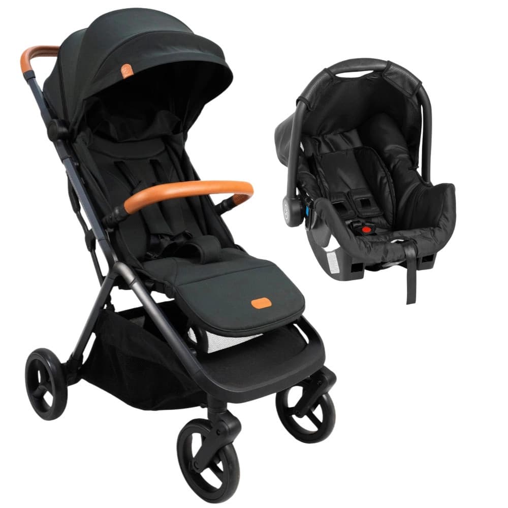 Carrinho de Bebê Alpe + Bebê Conforto Grid Preto - Galzerano